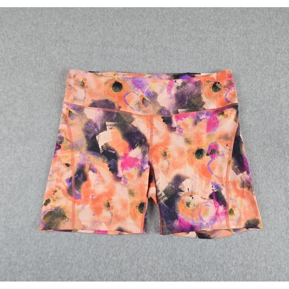 Nike Fast Womens Size 1X Tight Fit 7" Mid Rise Shorts Activewear Peach Multi NWT